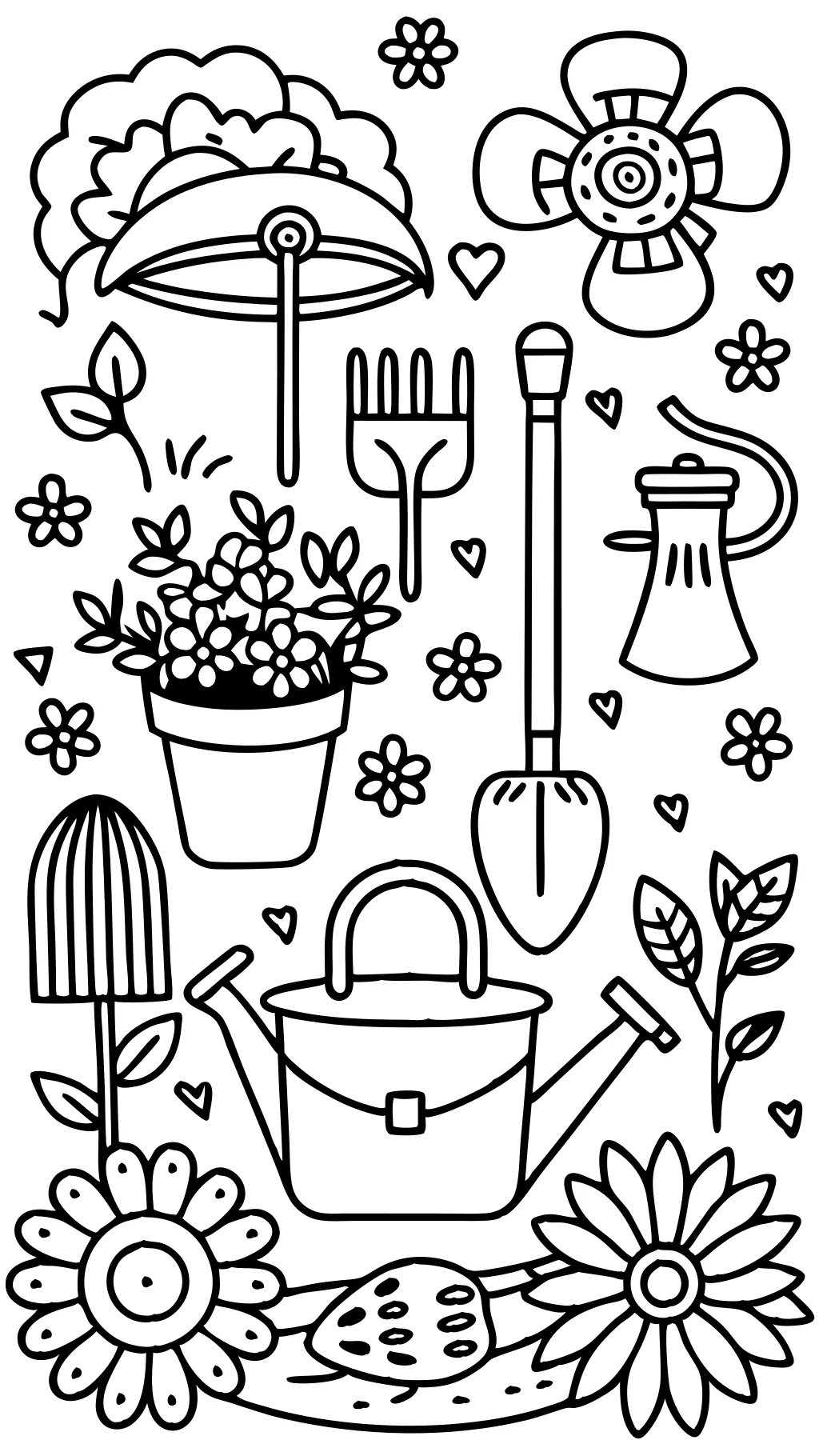 coloriages des outils de jardin